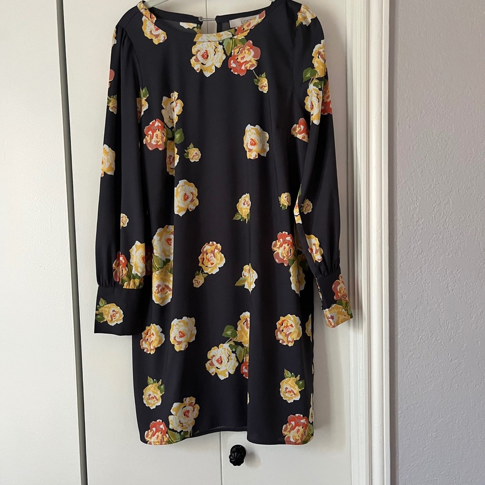 LOFT Floral Print Dress‎ Long Sleeve Casual Career Party Dress Size M